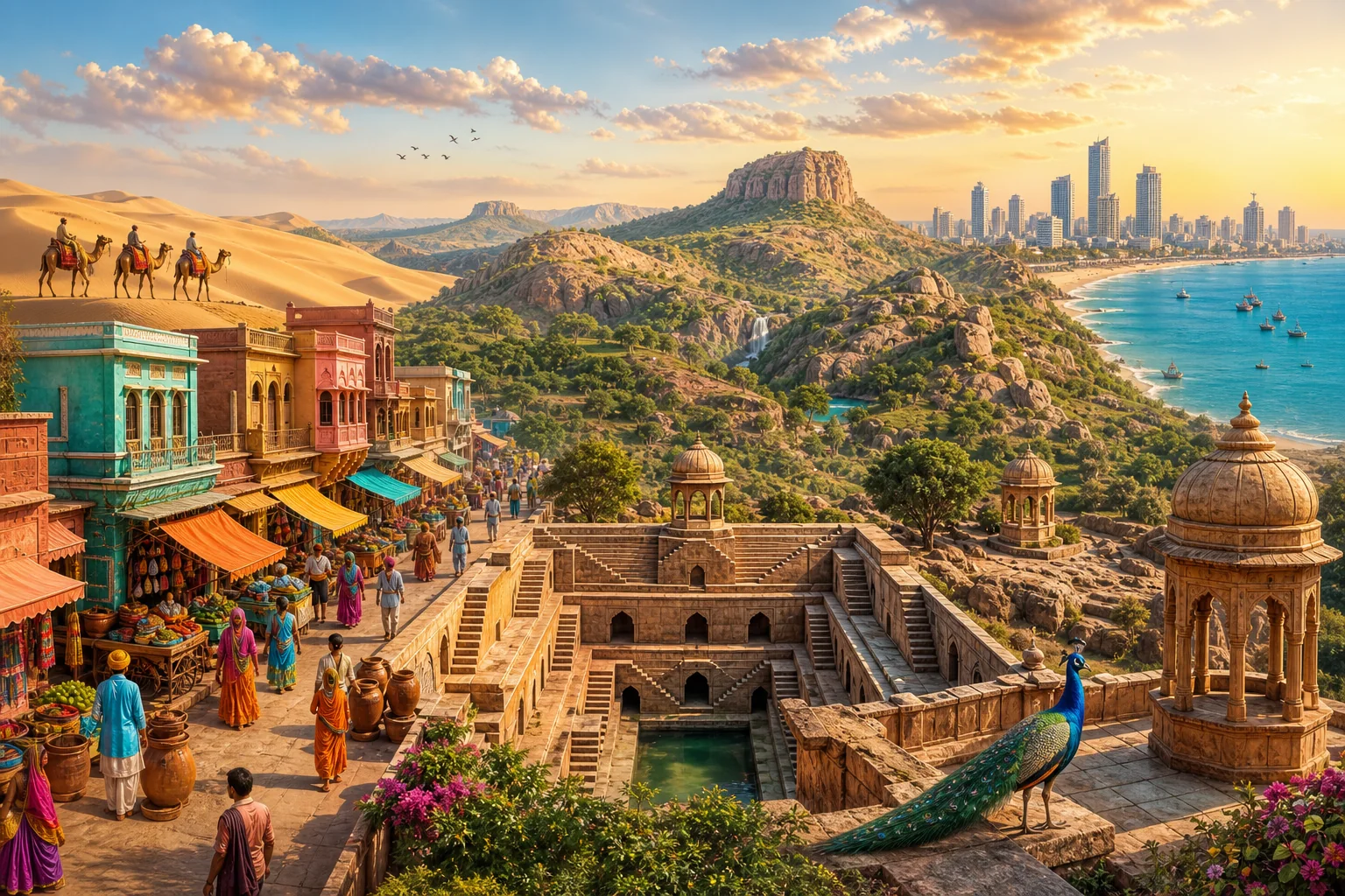 Desert, highlands, heritage, and coast of western and central India